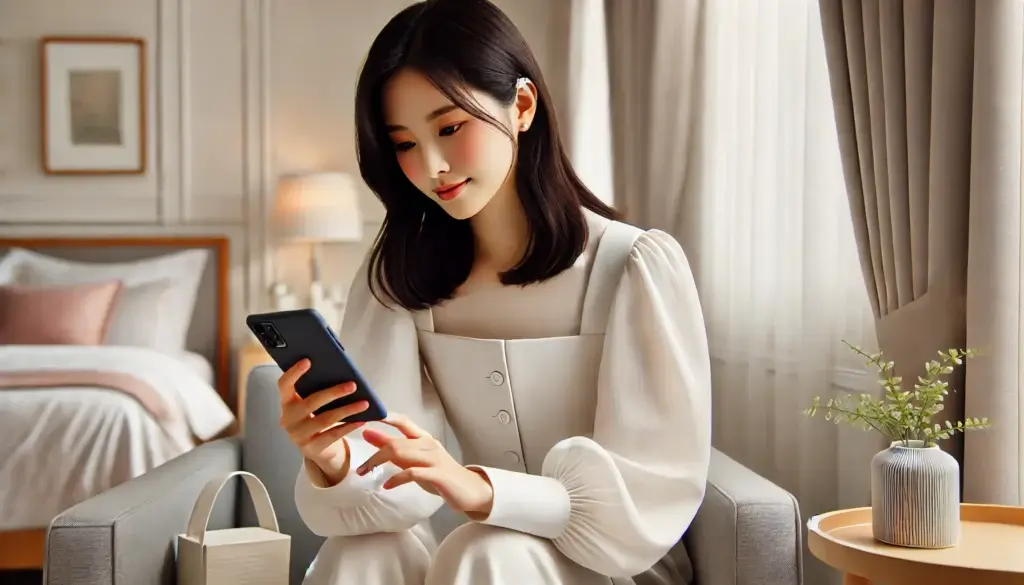 スマホを見る女性
